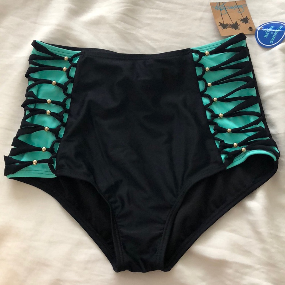 High waisted swim suit bottom.